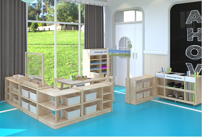 幼兒園家具實木兒童區角書架柜